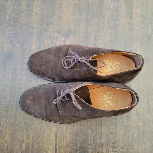 Churchs Cap Toe Derby Shoe Oxford Chocolate Brown Suede Mens 10.5 England Laceup - Picture 11 of 11